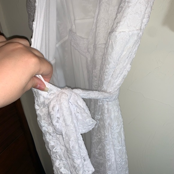 Roaman’s Lace Midi Wrap Dress with Ruffle Hem - Picture 3 of 11